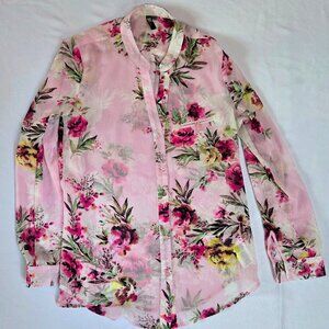 Kut from the Kloth Pink Floral Sheer Blouse - Size M
